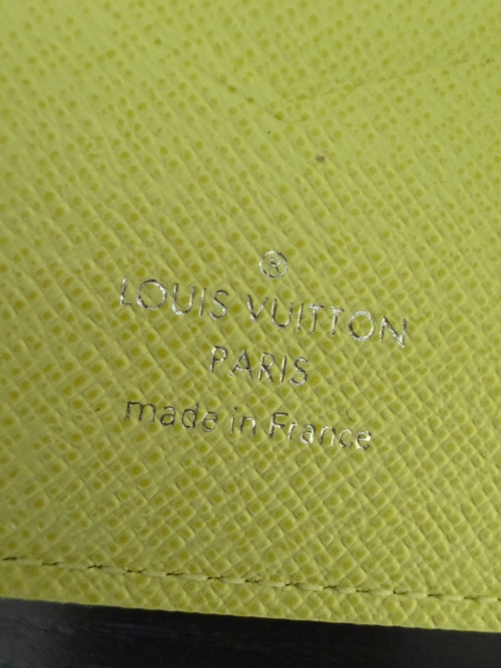 Louis Vuitton Lime Green Textured Leather Passport Holder - Picture 3 of 4